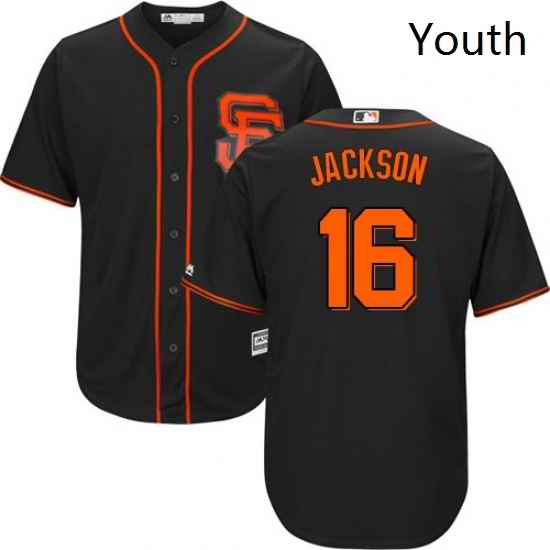 Youth Majestic San Francisco Giants 16 Austin Jackson Replica Black Alternate Cool Base MLB Jersey